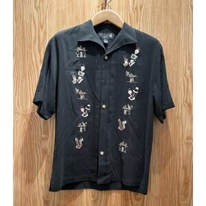 Vintage Silk 1990s Nat Nast #67 Cocktail Shirt Embroidered SS Camp Collar
